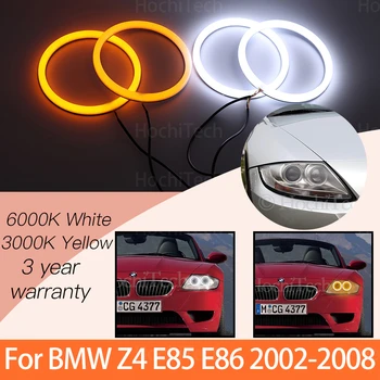 1 комплект бели + жълти памучни комплекти с леки ангелски очи Halo Ring за BMW Z4 E85 E86 2002-2008
