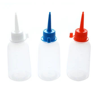 100 ml Пластмасова бутилка-апликатор с прозрачен фитил Празна бутилка за изстискване с капак за лепило за бродерия Многоцелеви многократна употреба