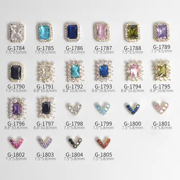 10шт Луксозни кристали, цирконий във формата на сърце, Кристали, Перли, декорации за нокти, Аксесоари за нокти, Медальони, аксесоари