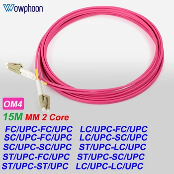 15 м 10 Гр, 2-жилен пластир кабел ftth 2,0 мм мулти-режим пълен дуплекс om4 скок, като 50 / 125μm хм sc фк st lc кабел с косичкой оптичен пач кабел