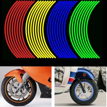 16 ивици светлоотразителни стикери върху волана на колата, 17-цолови светлоотразителни стикери джанти мотоциклет, 6 цвята