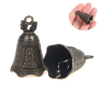2 елемента Антикварен камбанка китайски мини-скулптура от месинг и мед камбаната за молитва Гуаньинь