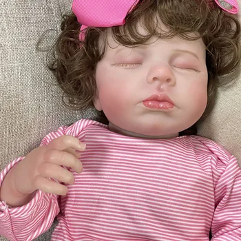 20-инчов Вече Възстановената Кукла Loulou Sleepig Baby Girl Истинската Картина На Допир е Мека, с Вкоренените Коса, 3D-Рисувани на Кожата, Подарък За Рожден Ден