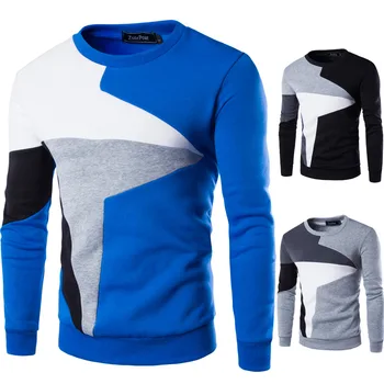 2023 Есента нов мъжки контрастен топ в корейски стил, всекидневни пуловер с дълъг ръкав, мъжки блузи в корейски стил