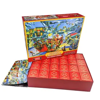 24 номерирани кутии Коледа Адвент-календар-пъзел 1000шт Коледен обратното броене Кутия-пъзел Коледа пъзел Играчка