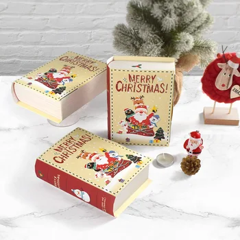 3шт Коледна кутия шоколадови бонбони във формата на книга Подарък кутия на Дядо Коледа Коледно парти за опаковане на Подаръци за децата 2023 Навидад Натал Noel Decoration