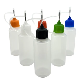 50шт 20 ml Пластмасова бутилка-краен с метална игла, капачка за еднократна употреба, празен контейнер за течност, мека пластмасова бутилка