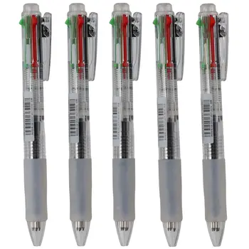 5ШТ Прибиращ се Пластмасов Химикалка писалка 0,7 мм Трайни многоцветни химикалки стабилно качество на Черен, син, зелен и червен цвят