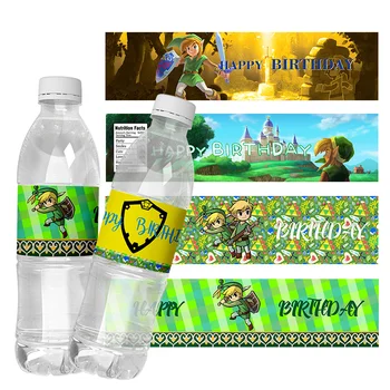 6шт Бутилка За Вода за Парти по случай рождения Ден на самозалепващи Етикети Мультяшная Игра Zelda Тема Душата на Дете на Етикета на Бутилката Минерална Вода Етикети