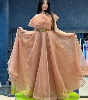 AsaNagi Летните Дълги вечерни рокли от тюл трапецовидна форма с открити рамене с Дължина до пода, вечерна бална рокля за бала 2023