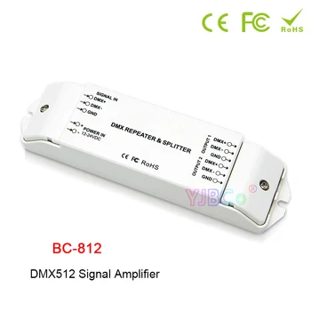 BC-812 DMX512 ретранслатор на силата на сигнала DMX Усилвател на мощност от 1 до 2 канала на изходния сигнал DMX сплитер мощност DMX led DMX контролер, DC12V -24V