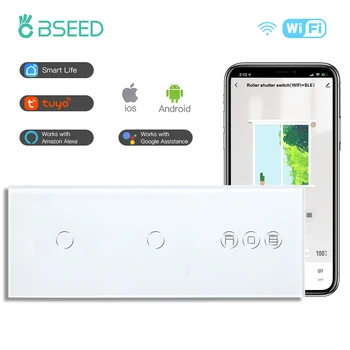 BSEED 1/2 Gang Wifi Сензорни Ключове за осветление С Рольставнями Преминете Щори на Hristo Smart Life Алекса Alice App Control