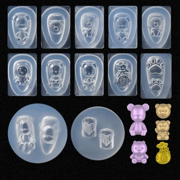 CS20-70 3D Дърворезба на силиконовата форма за нокти DIY Bear Decoration Nailart Tools