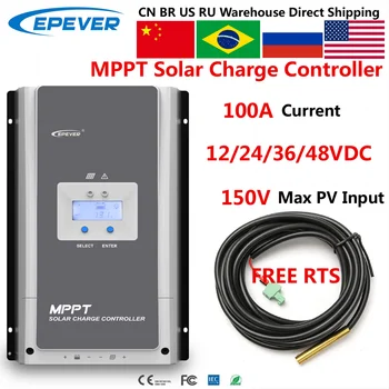 EPEVER 100A MPPT Контролер на Заряд на Слънчеви Батерии 12V24V36V48V Auto MaxPV150V LCD дисплей Подходящ За Оловно-Киселинната Литиева Батерия SolarRegulator