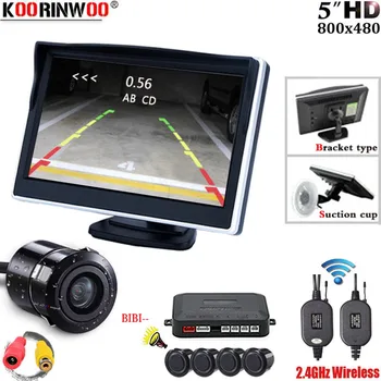 Koorinwoo LCD монитор на предното стъкло, сензори за паркиране, 22 мм Парктроник, камера за задно виждане, Система за сигурност за камерата на колата, звук, високоговорител