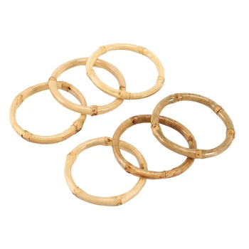 LUDA Бамбуковое пръстен за салфетки ръчна изработка, естествени поставки за салфетки в селски стил, пръстен за салфетниц, настолни накити, комплект от 6