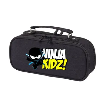 Ninja Kidz Голям Капацитет Дръжка За Чанта За Съхранение На Моливи, Многослоен Училище Молив Случай Платно Канцеларски Материали Чанта За Писалки Чанта За Момчета, Ученически Пособия