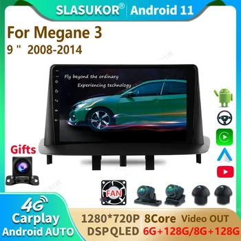 SLASUKOR Android GPS Авто Радио За Renault Megane 3 2008-2014 Авто Радио Мултимедиен Плейър Навигация CarPlay Android Auto