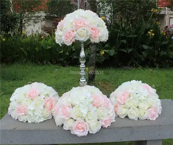 SPR розово бял гореща РАЗПРОДАЖБА 10 бр./лот сватбен масата цветна топка централно украса на сватбената пътя полето за изкуствен