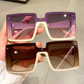 UV400 Извънгабаритни квадратни слънчеви очила са Модерни слънчеви очила за жени и мъже