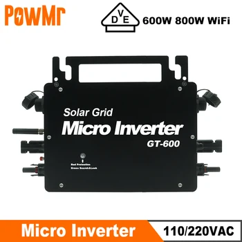 VDE PowMr MPPT Микроинвертор 600 W 800 W 110 и 220 vac Микро Слънчев Инвертор В Мрежата с WIFI Монитор Водоустойчив IP66