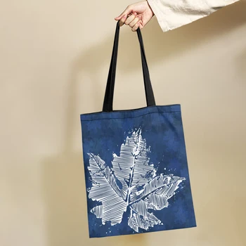 Yikeluo Blue 3D Maple Leaf Дизайнерска Марка Дългогодишна Чанта Дамска Чанта За Пазаруване с Голям Капацитет, Пригородная Чанта За Момичета-Тоут