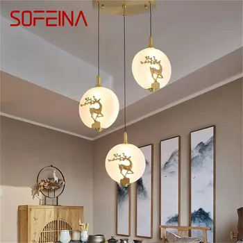 · SOFEINA, Нов окачен лампа, Модерни и луксозни месингови осветителни тела, Led Декоративни стълби За дома, трапезария