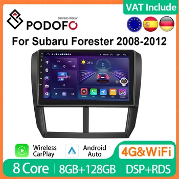 Автомагнитола Pdofo 4G CarPlay Android за Subaru Forester 2008-2012, мултимедиен плейър с 9-инчов екран, 2Din, главното устройство, Hi-Fi стерео