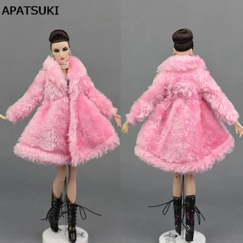 Аксесоари за кукли Розова зимни дрехи, топло меховое палто за кукли Барби, дрехи за кожени кукли, дрехи, детски играчки 1/6 BJD Кукла