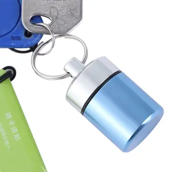 Алуминиева мини-пътна водоустойчив бутилка, метален калъф за джобен таблетки, ключодържател, контейнер за съхранение, кутия за хапчета, калъф за хапчета