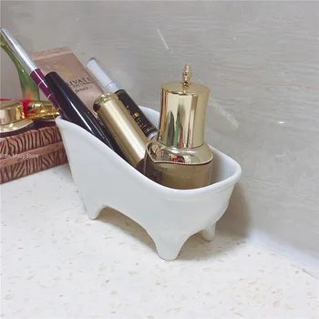 Баня Керамични вана във формата На сапун ястия Украса за съхранение на бюрото за момичета Органайзер за ключове от дома Настолен Органайзер за парфюми