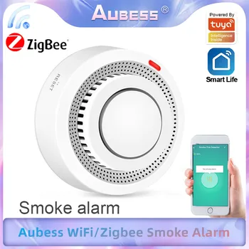 Безплатен Wi-Fi / Zigbee Сензор за откриване на дим аларми Приложение Детектор за дистанционно управление Противопожарна защита, Звук, дим Фотоелектричния сензор