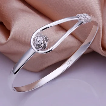 Гривна от сребърен цвят, изискан лукс, прекрасна модерен сватбен женски гривна, чар, щампа, добър подарък за рождения ден на B179