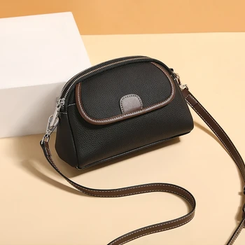 Дамска Чанта за през рамото от естествена кожа, мини чанта за мобилен телефон, чанта през рамо премиум-клас, луксозен подарък