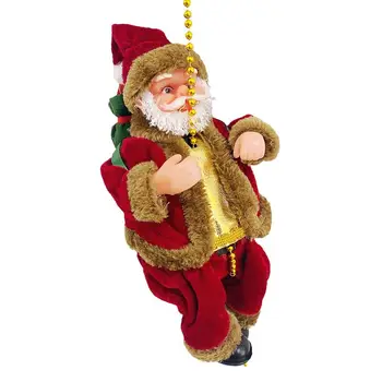 Декор за катерене, Дядо Коледа, мини-окачване, работещи на батерии, кукла на Дядо Коледа с въже, украса за партита, Сезонни аксесоари за