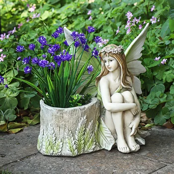 Декорации за градината и градинарски ръчно изработени изделия момичета цветни феи творчески саксии мебели за дома, украси статуи от смола