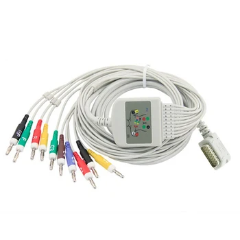 ЕКГ кабел Kanz 108/110 1203/1205 10-проводный ЕКГ кабел с IEC Banana 4.0, Без съпротива