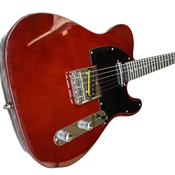 Електрическа китара по поръчка от прозрачен бордо TL, черен панел, лешояд от палисандрово дърво. Безплатна доставка.