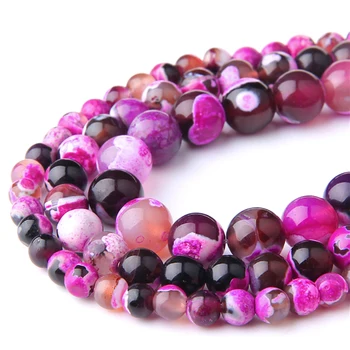 Естествен Камък Розово-Огнени Агата Beads4, 6, 8, 10, 12 мм, Кръгли Свободни Мъниста-Подпори за 