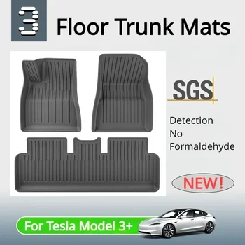 За Tesla Model 3 + Подложки за багажника TPE Водоустойчив износоустойчиви облицовки за крака Предни Задни подложка за багажника Нов модел 3 автоаксесоари 2024