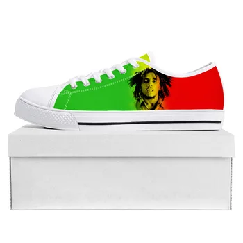 Звездата на реге-рок-музиката Боб Марли, високо качество на ниски маратонки, мъжки, дамски, юношески, парусиновые Маратонки, Обувки по поръчка