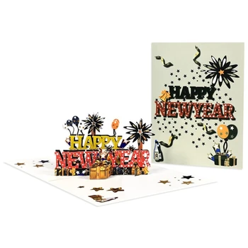 Изискан коледни 3D картички от хартия, черно-златни, честита Нова година, всплывающая поздравителни картички, празнични декорации за благословиите, M6CE