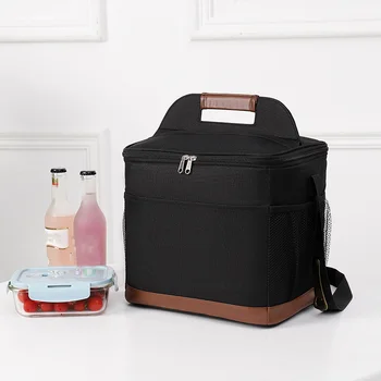 Изолиращи чанти за обяд през рамо, удебелена градинска Оксфорд чанта за bento, топло-Студено преносима чанта за обяд и пикник с Голям капацитет, чанта за лед
