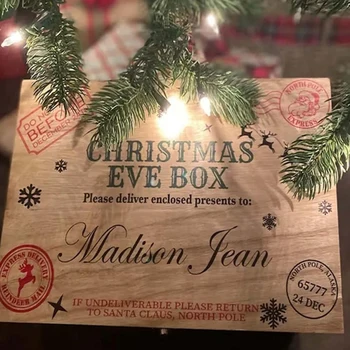 Изработена по поръчка кутия в навечерието на Коледа, Персонални дървена подарък кутия, Традиционните подаръци, Кутия в навечерието на Коледа за деца, Здрава Коледна кутия