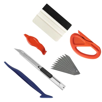 Инструменти за Винил Опаковки 6 в 1 Ъглова Дръжка Ракел Стъргало За Прозорци Машина За Етикети, изработени От Въглеродни Влакна Художествен Нож За Ремонт на Ръбове на K131