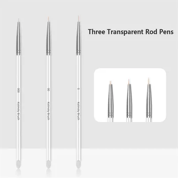 инструменти за нокти, 3 бр. / пакет, Акрилни прът, начертайте линия Боя за дизайн на ноктите, равен маникюр молив