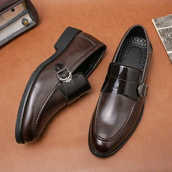 Италианската мъжки ежедневни обувки за шофиране, модни кафява официалните обувки за мъже, Лоферы от елита на марката, Мокасини, Бизнес обувки