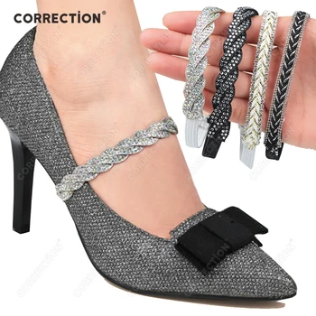 Каишка за обувки на висок ток, който предпазва от разхлабване, за жени, Диамантени ремък, предохраняющие от падане въжета на петата, Разтеглив заключване колани, планински кристал