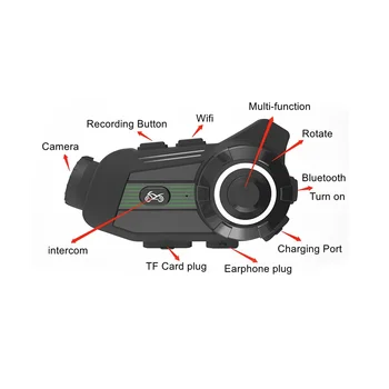 Камера мотоциклетни шлем S3 HD Bluetooth, Wifi видеорекордер за мотоциклет, видео рекордер-дървар, безжичен БТ 5.1 интерком в каската (1080P)