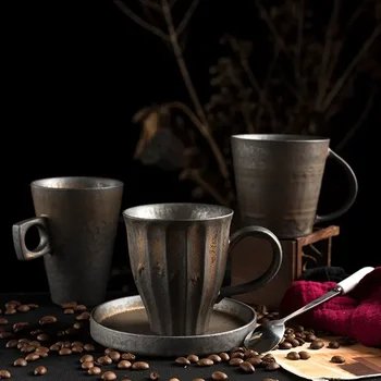 Керамични чаши за кафе в японски стил, творчески Реколта домашна чаша за закуска, Млечна съдове, ръчно изработени, Офис чаена чаша, прибори за напитки
